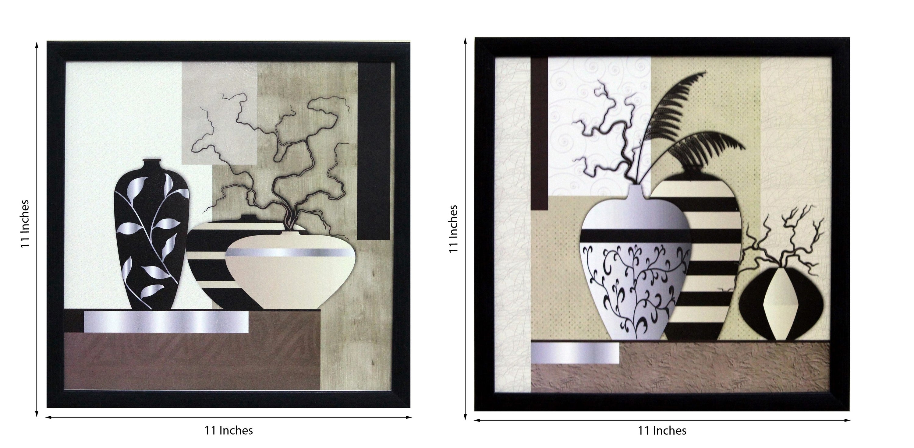Set of 2 Botanical Pots Satin Matt Texture UV Art Painting Kafalo