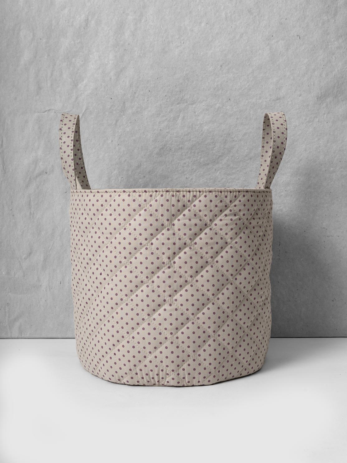 Ash Polka Quilted Basket Contrast Living