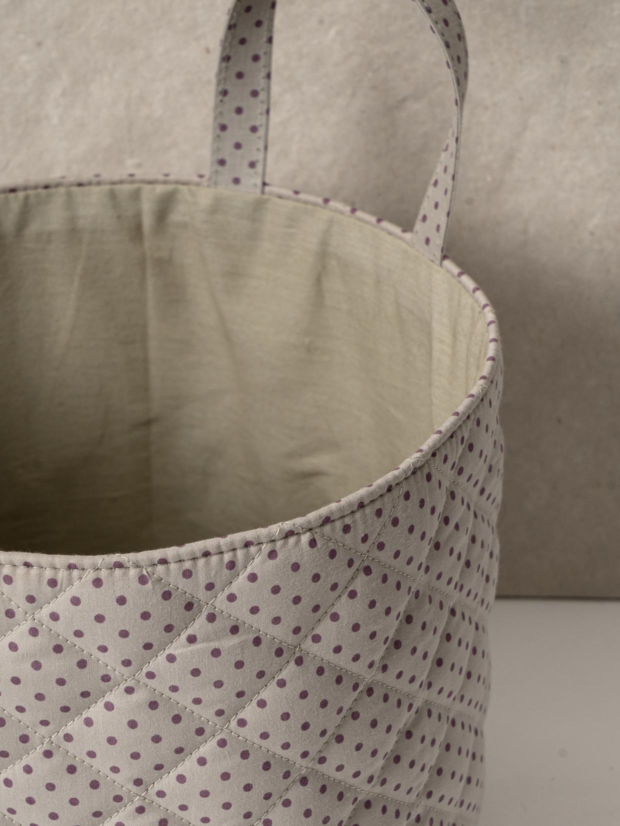 Ash Polka Quilted Basket Contrast Living