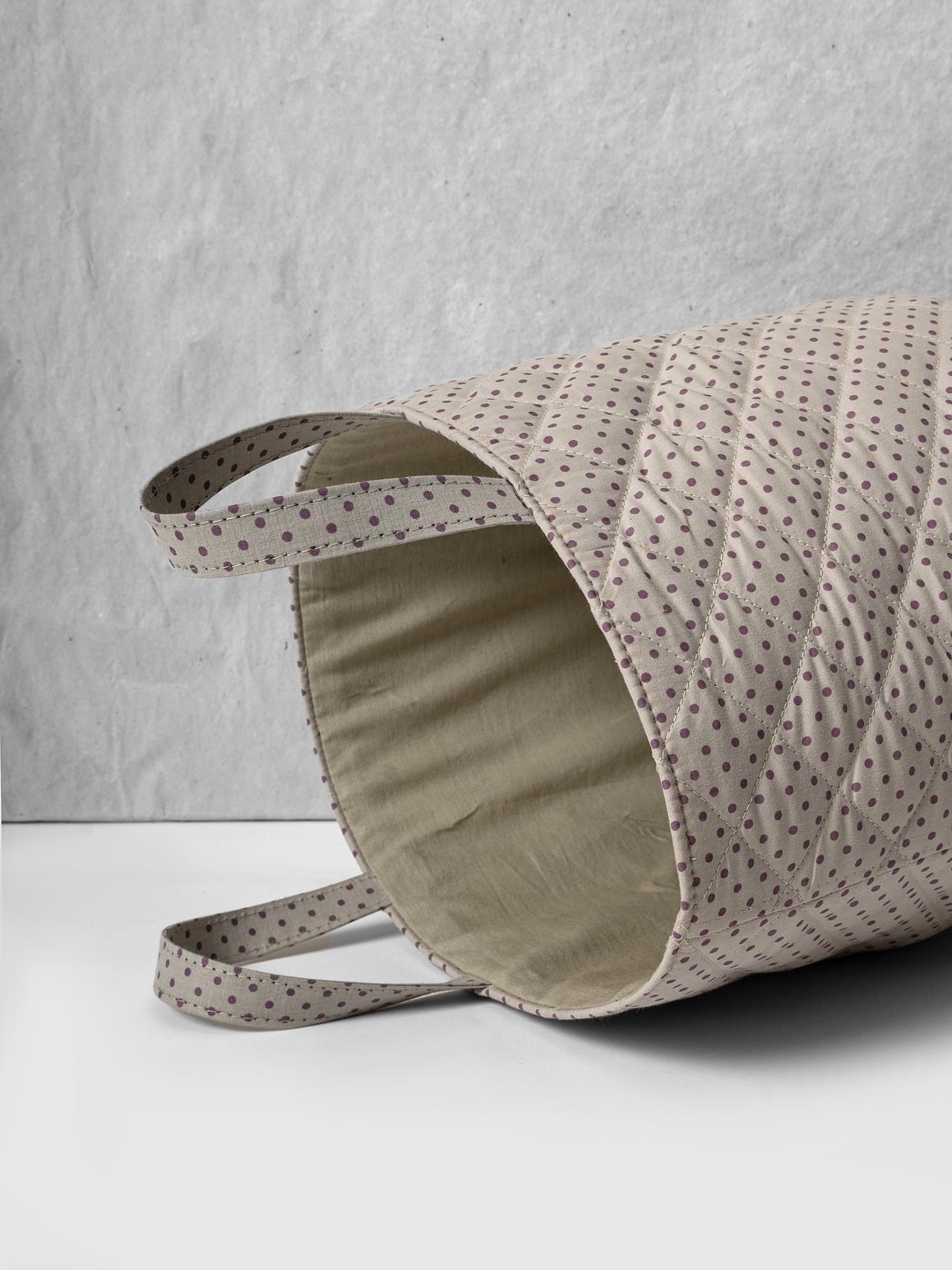 Ash Polka Quilted Basket Contrast Living