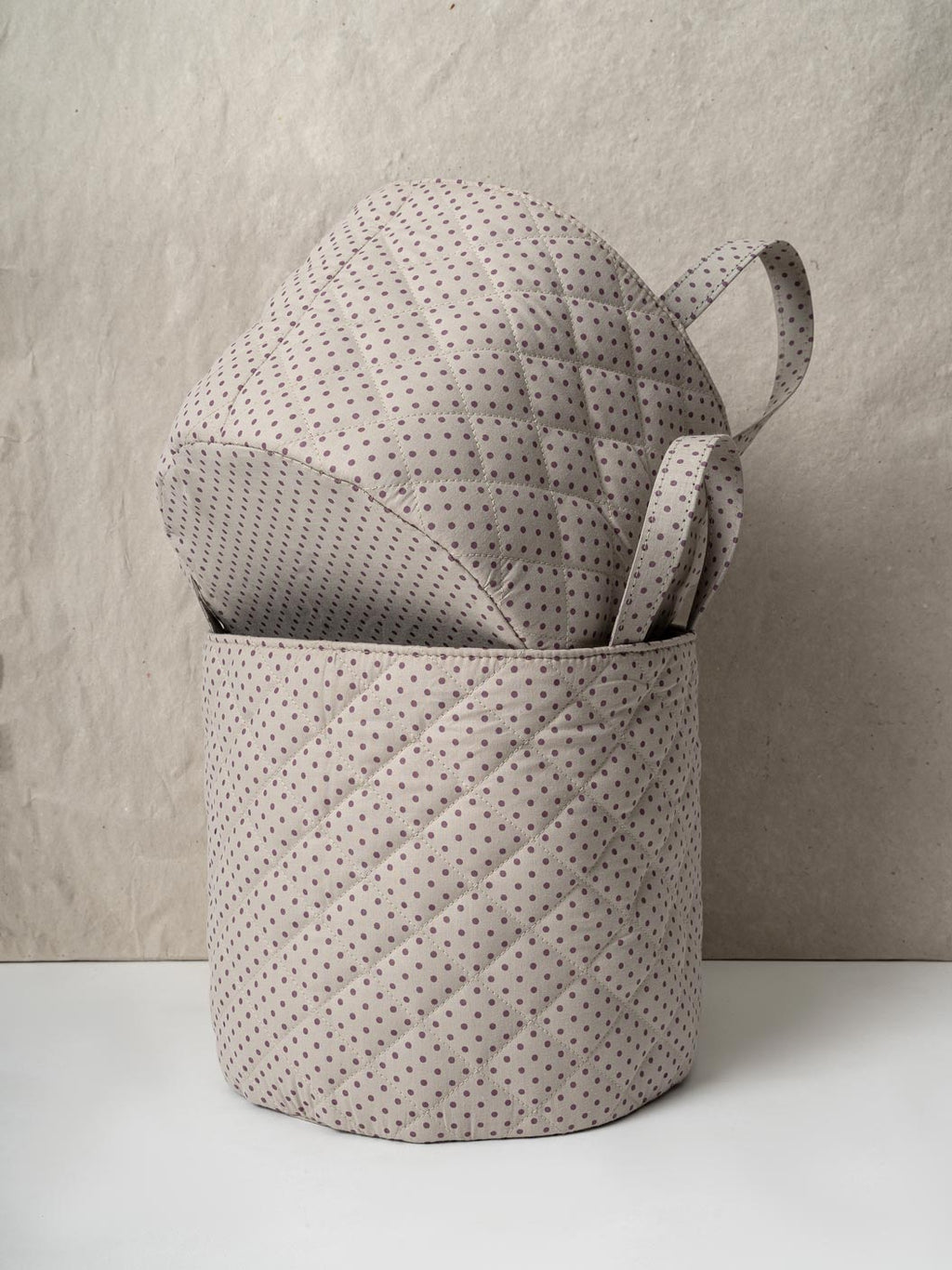 Ash Polka Quilted Basket Contrast Living