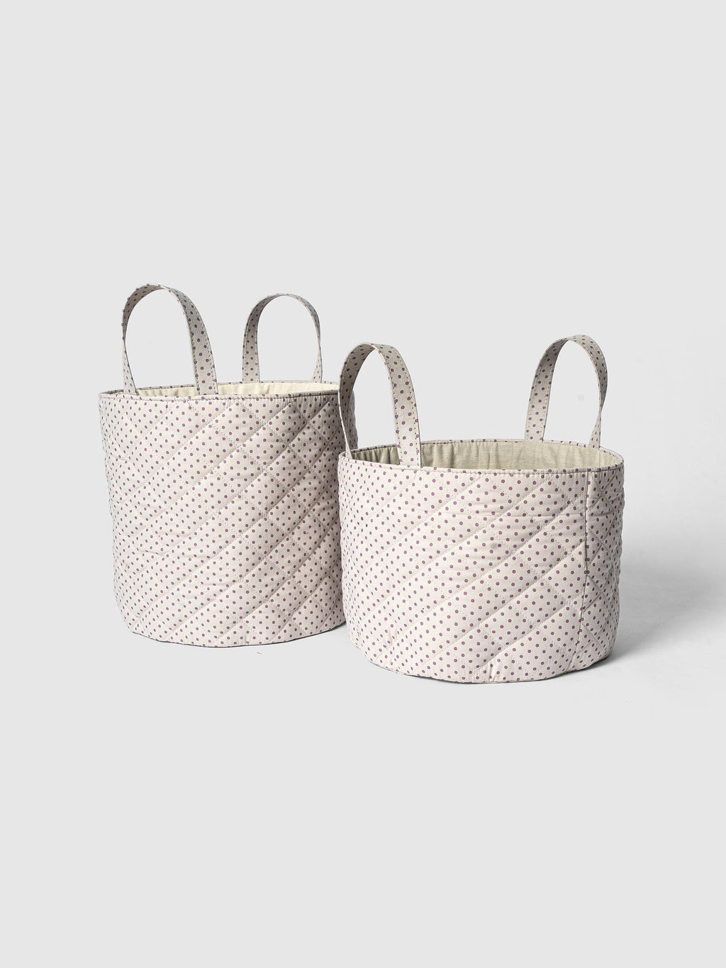 Ash Polka Quilted Basket Contrast Living