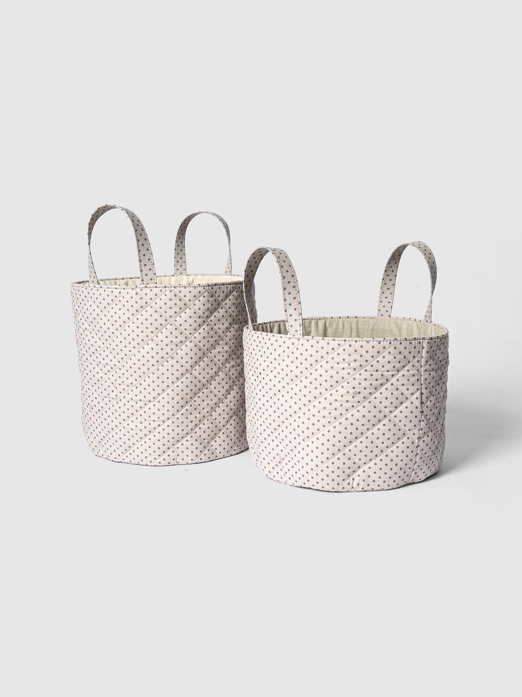 Ash Polka Quilted Basket Contrast Living