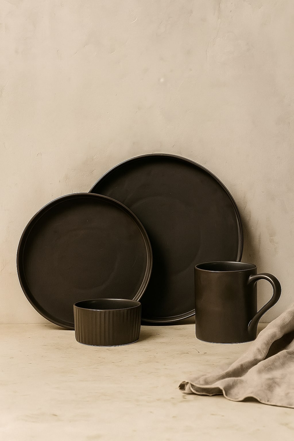 True Black Dinnerware Set Contrast Living