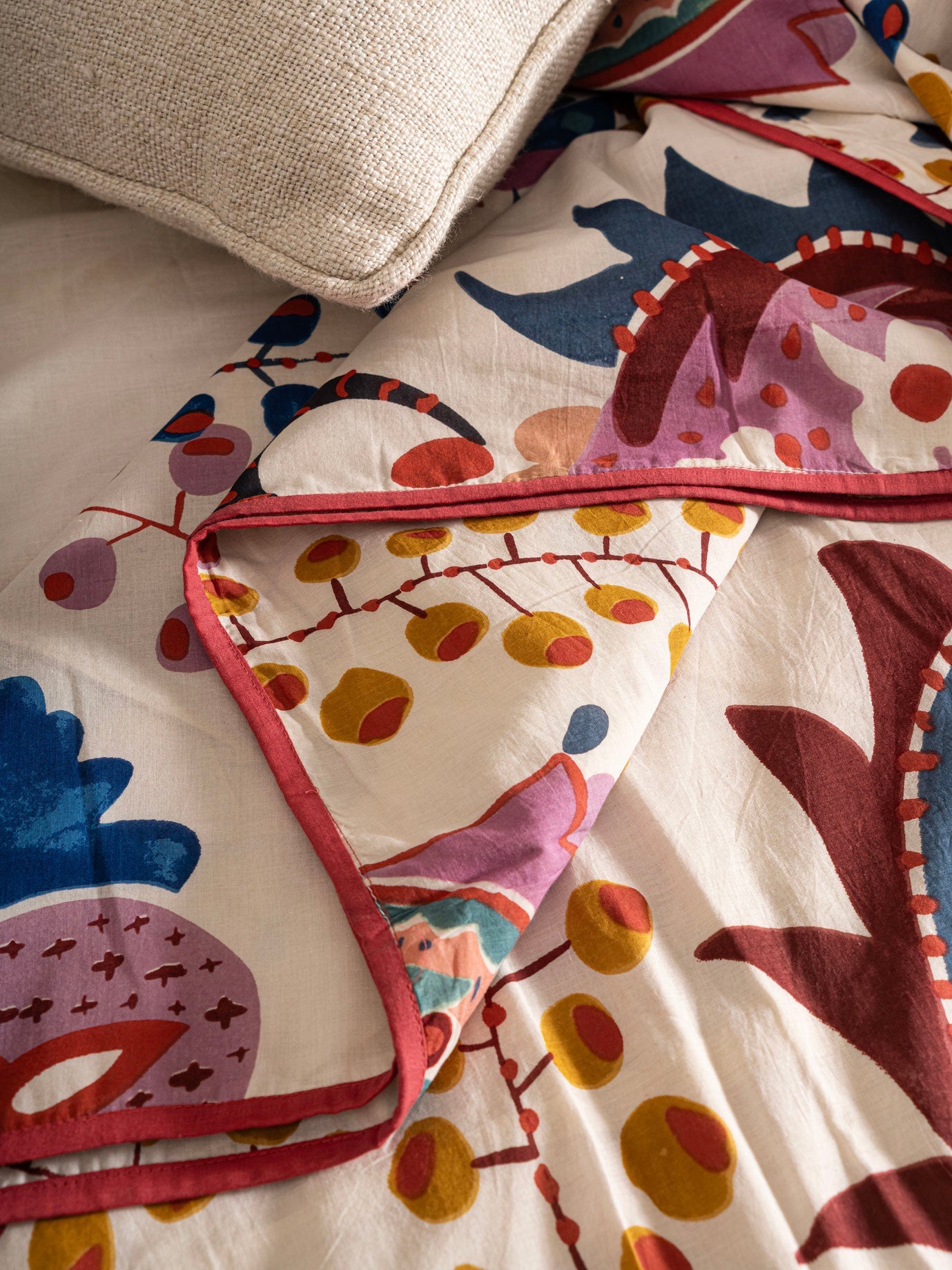 Tessora Hand Block Printed Dohar Contrast Living