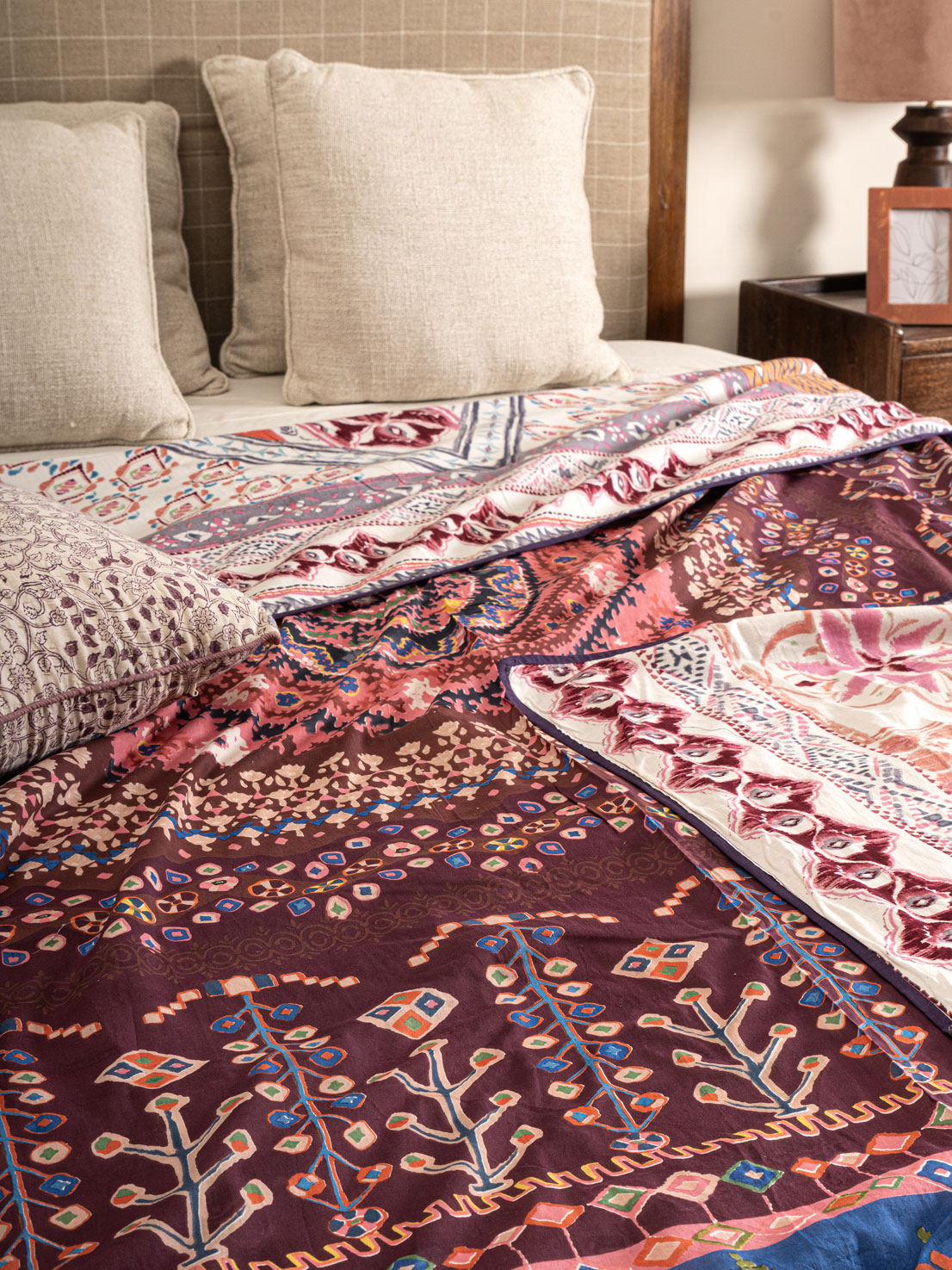 Revora Hand Block Printed Reversible Dohar Contrast Living