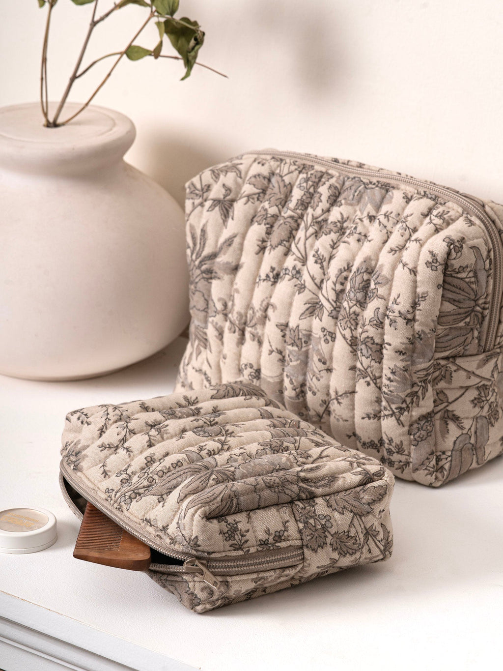 Siraj Handmade Cotton Multipurpose Utility Pouches (Set of 2) Contrast Living