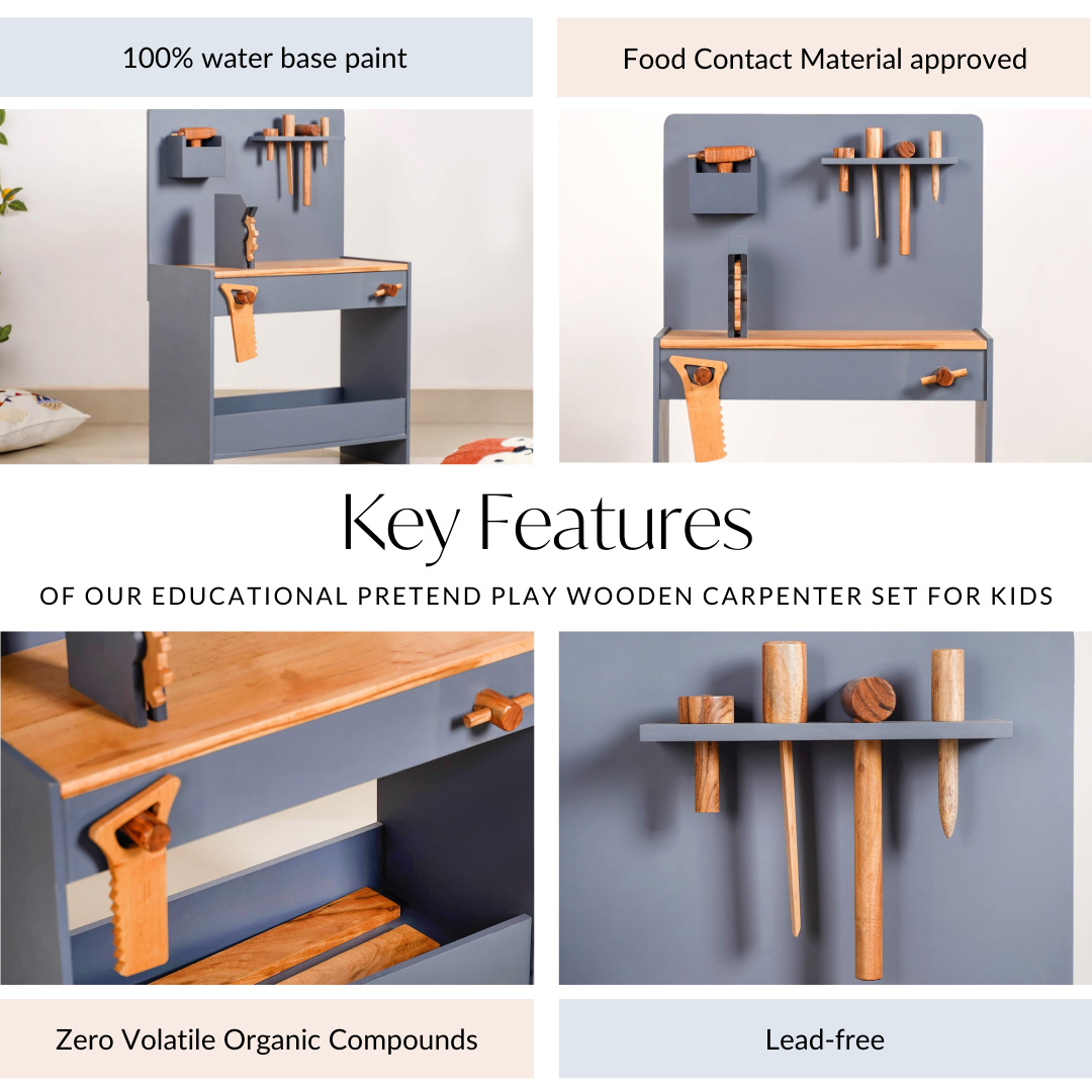 Carpenter Set For Kids Wooden Educational Pretend Play Nestasia