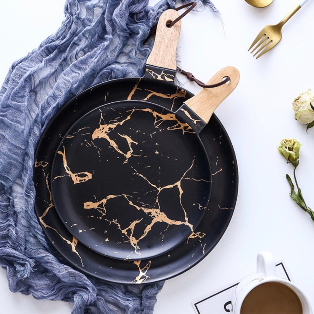 Black Marble Snack Plate Nestasia