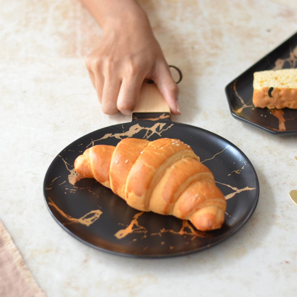Black Marble Snack Plate Nestasia