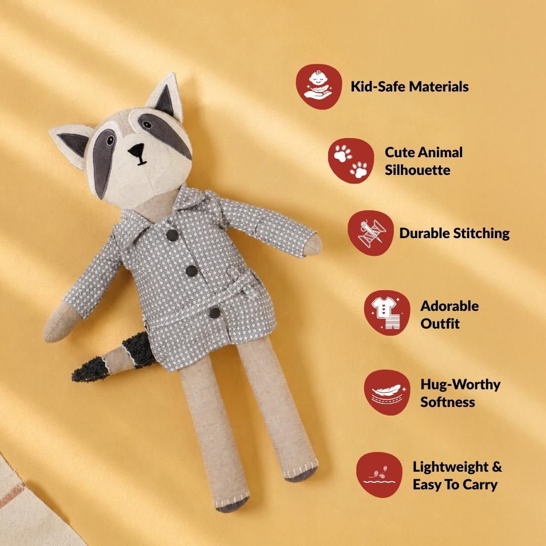Miss Raccoon Stuffed Animal For Kids Nestasia