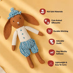 Mr Goat Plushy Toy In Teal Gingham Outfit Nestasia