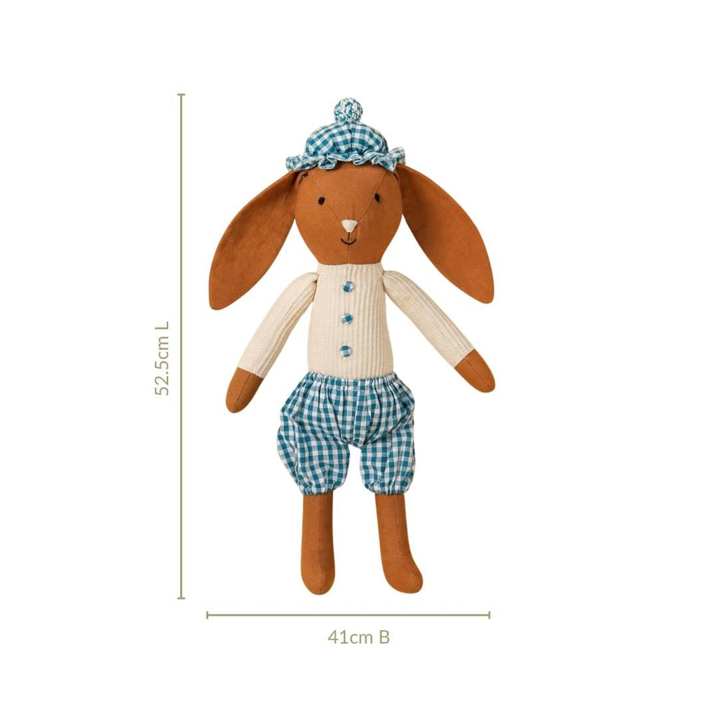 Mr Goat Plushy Toy In Teal Gingham Outfit Nestasia
