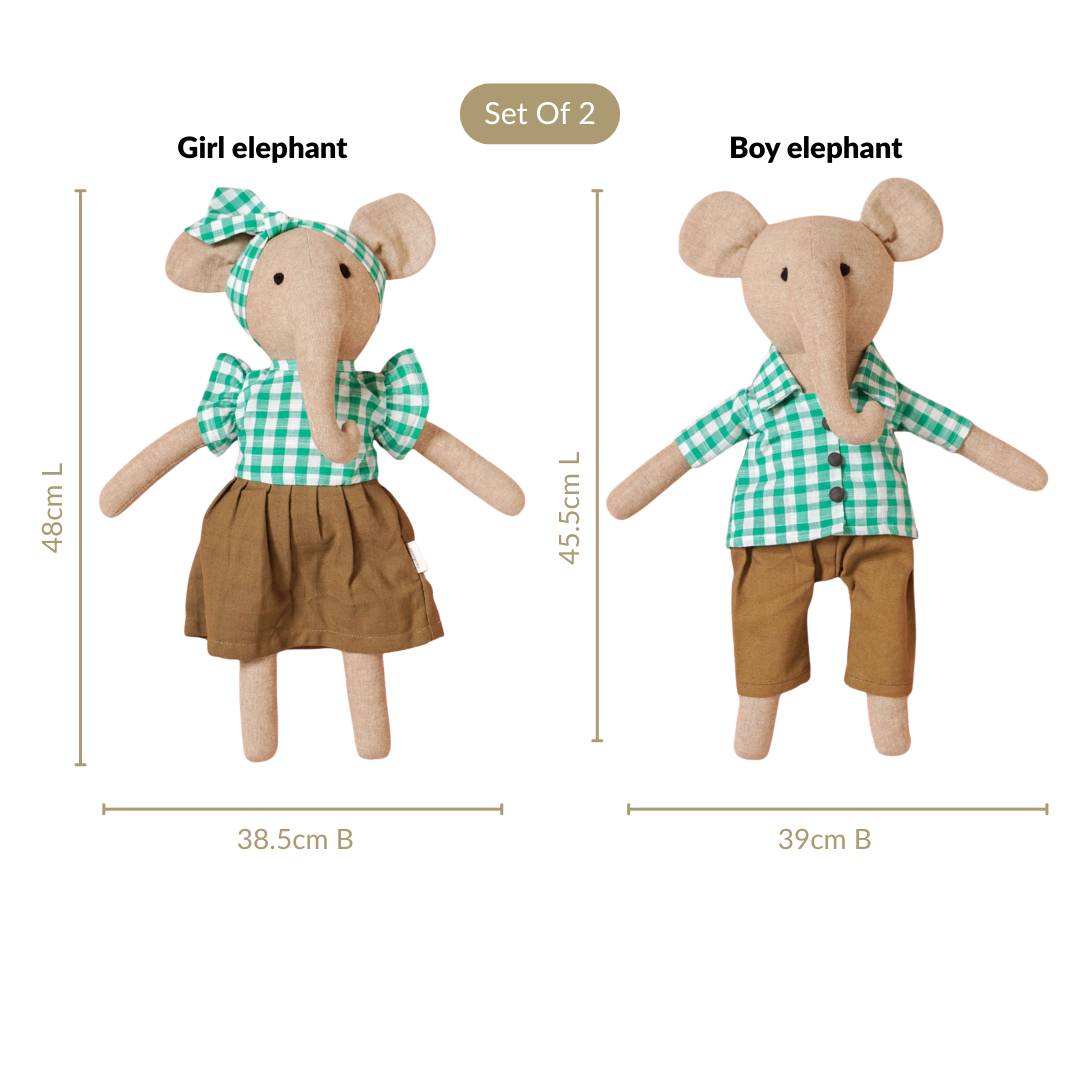 Elephant Plushie Sustainable Stuffed Animal Pair Nestasia
