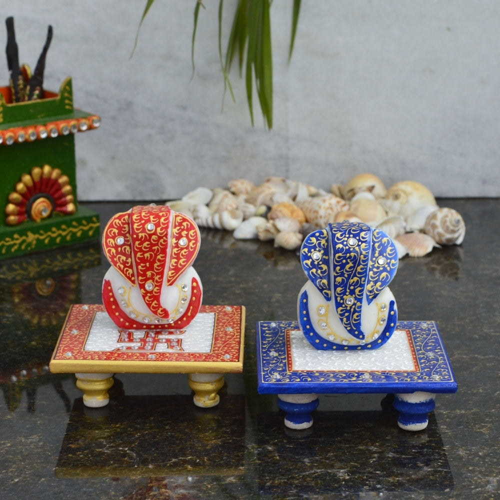 Set of Ridhi Sidhi Marble Chowkis Kafalo