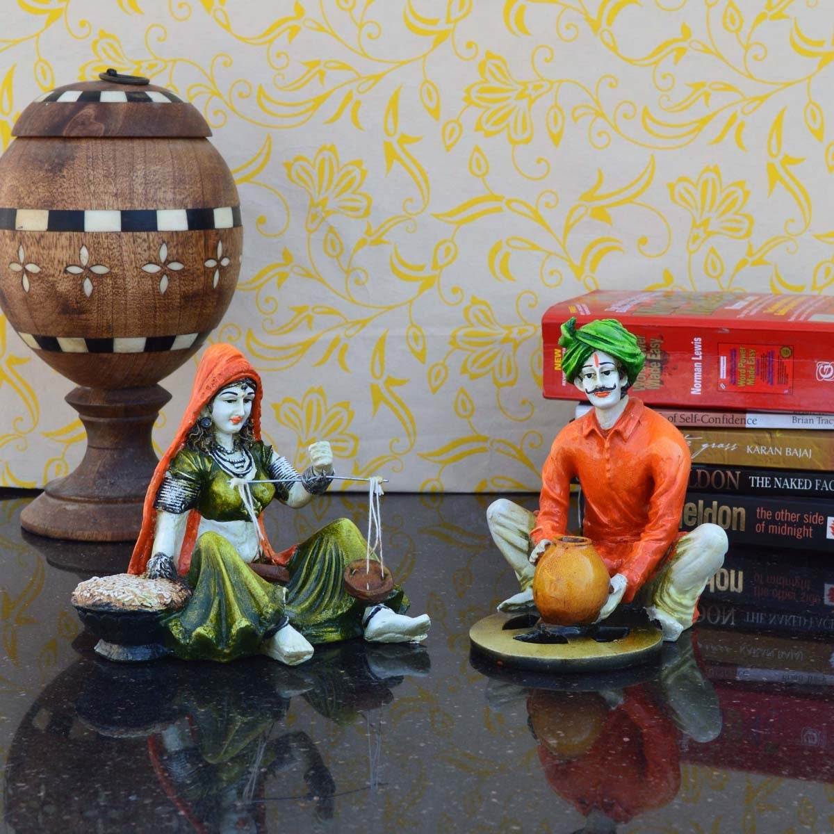 Combo Of Rajasthani Craftsmen And Women Statue Human Figurines Decorative Showpiece Kafalo