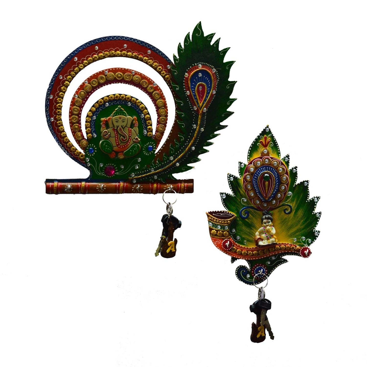 Combo of Lord Ganesha and Laddu Gopal Key Holder Kafalo