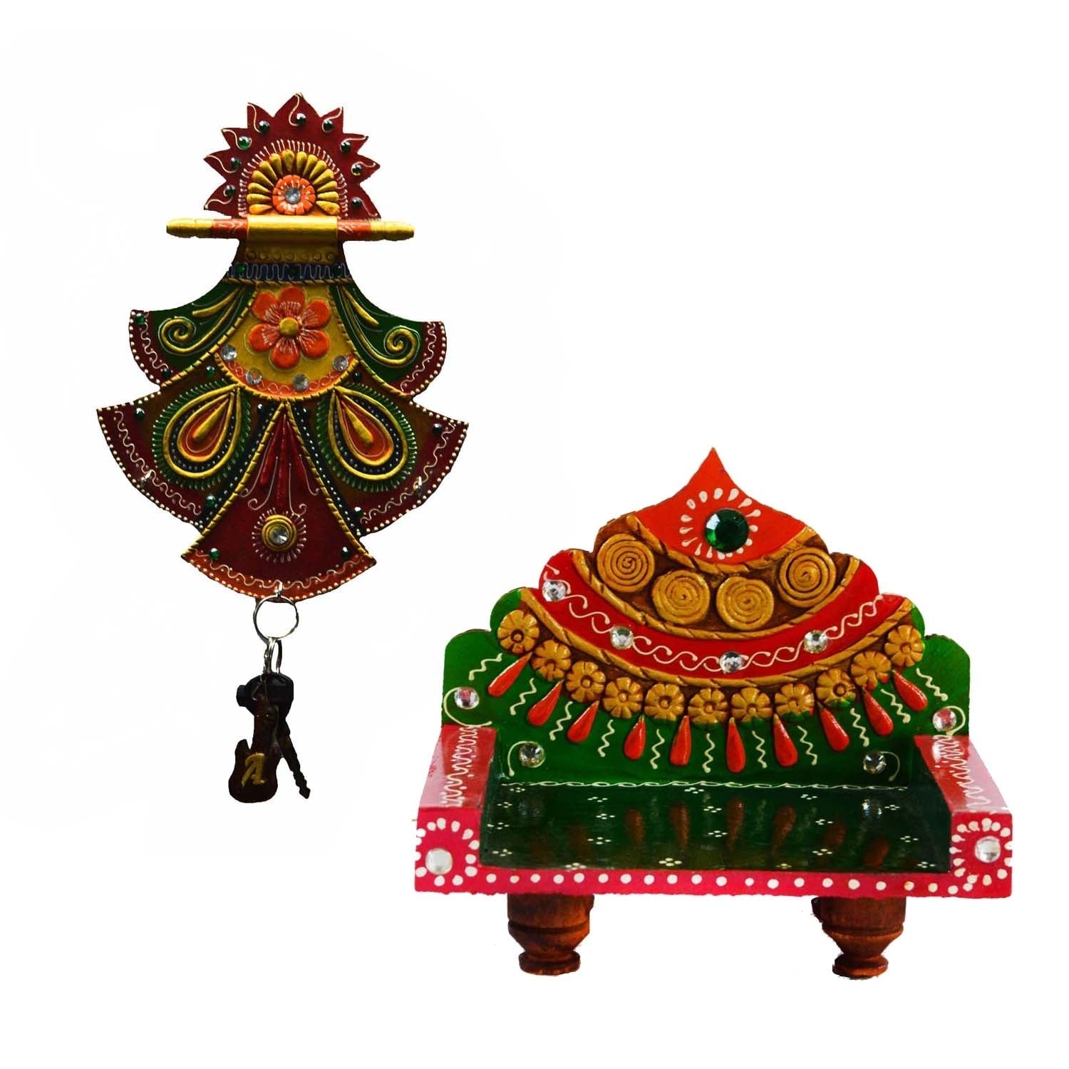 Combo of Pankhi Key Holder and Royal Throne for Mandir(Temple) Kafalo