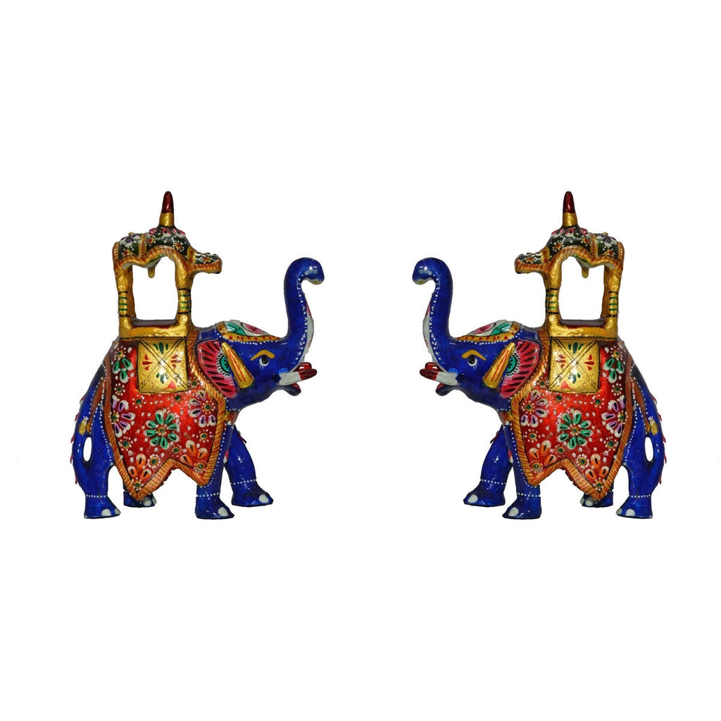 Combo of Meenakari Colorful Ambabari Elephant Statue Kafalo