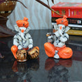 Set Of 2 Lord Ganesha Idols Playing Tabla And Flute Kafalo