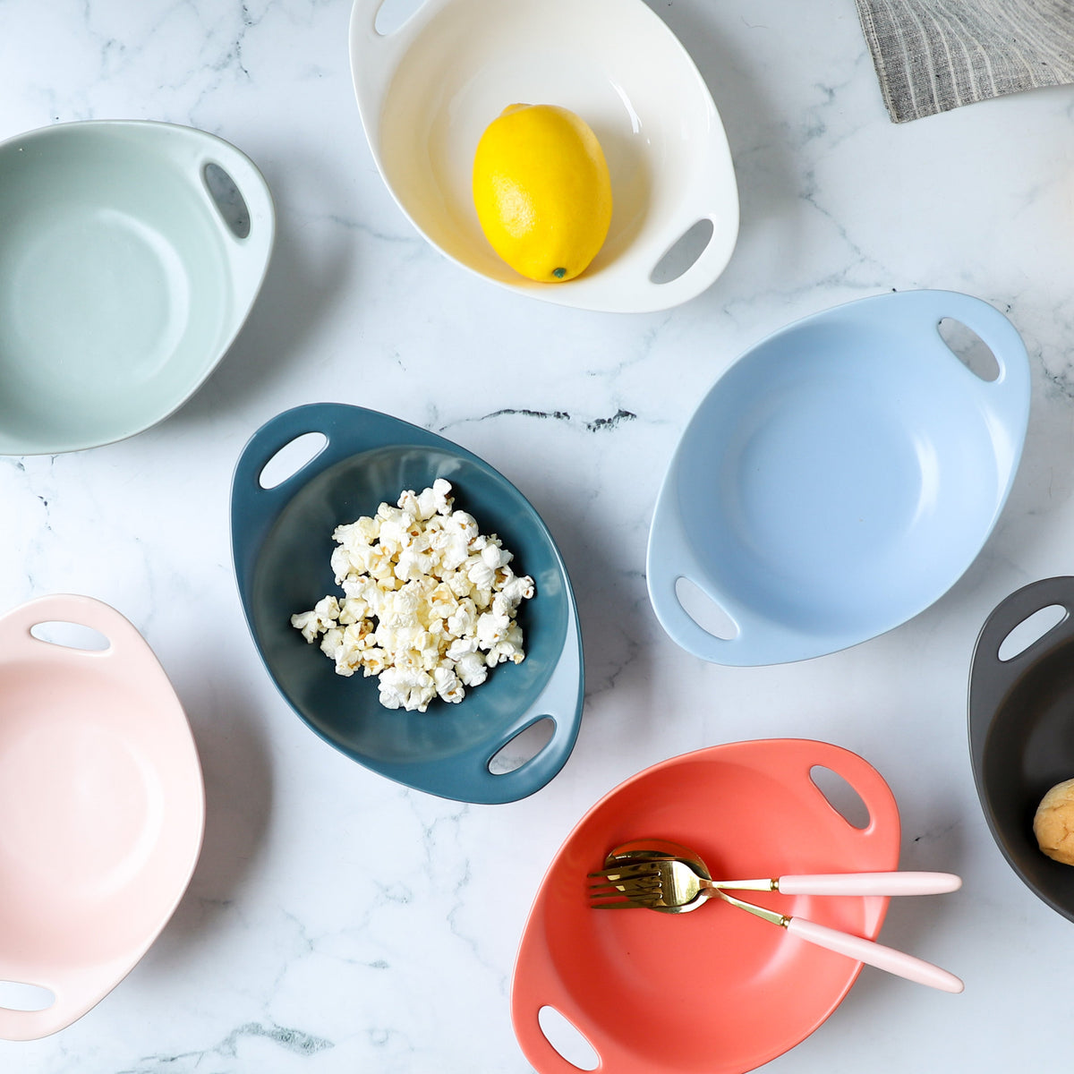 Modern Serving Bowl With Handle Blue Small Nestasia