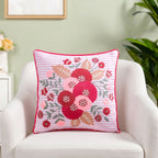 Pink Stripe Cotton Embroidered Cushion Cover 40x40cm Nestasia