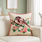 Songbird Bloom Embroidered Cushion Cover 40X40cm Nestasia