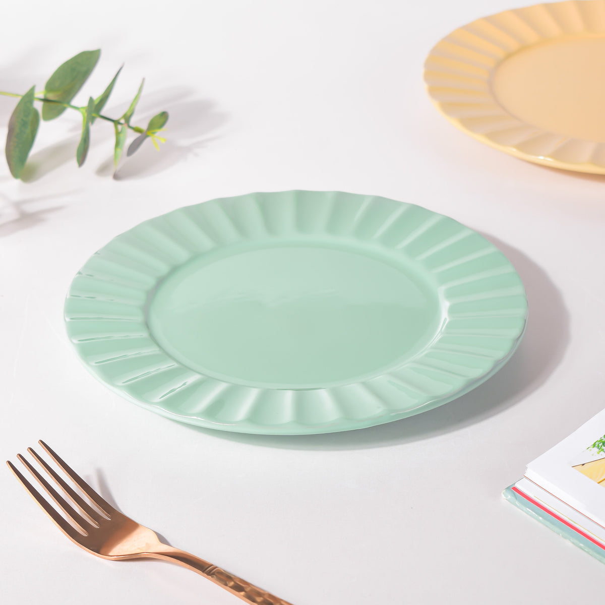 Claramay Mint Green Pastel Ceramic Snack Plate 8 Inch Nestasia
