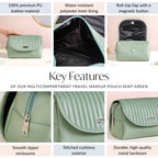 Multicompartment Travel Makeup Pouch Mint Green Nestasia