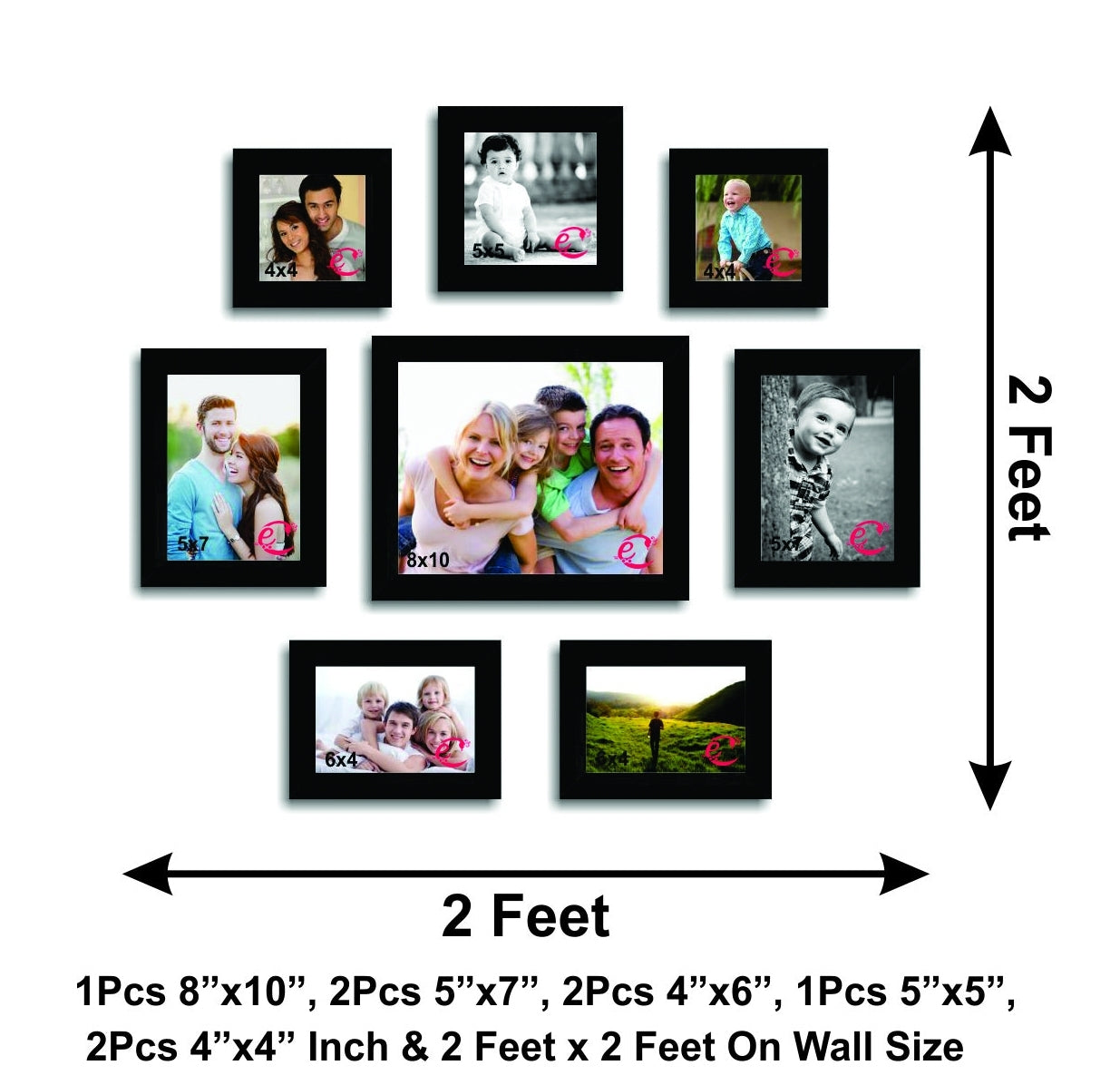 Memory Wall Collage Photo Frame Set of 8 individual photo frames Kafalo