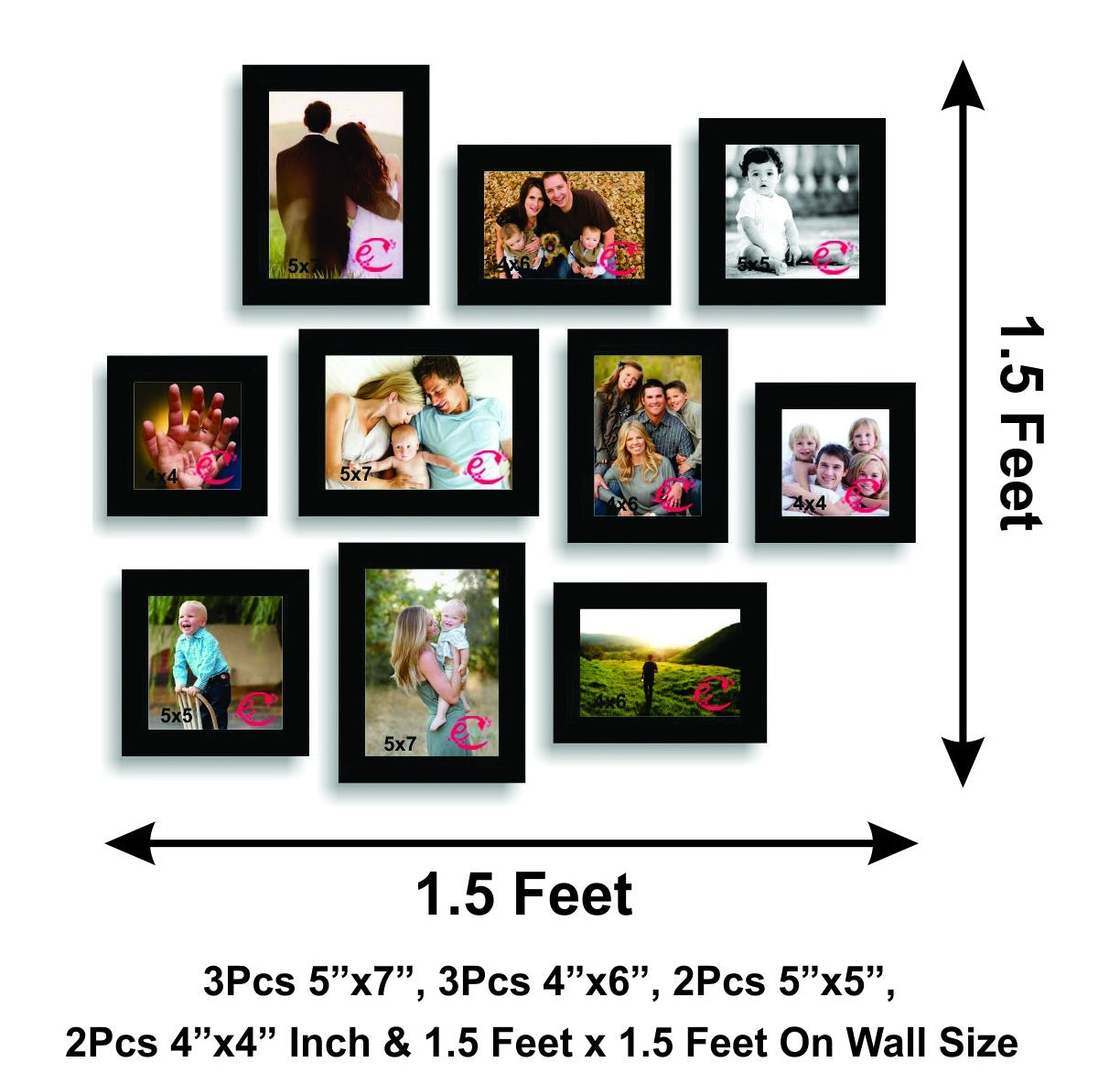 Memory Wall Collage Photo Frame Set of 10 individual photo frames Kafalo