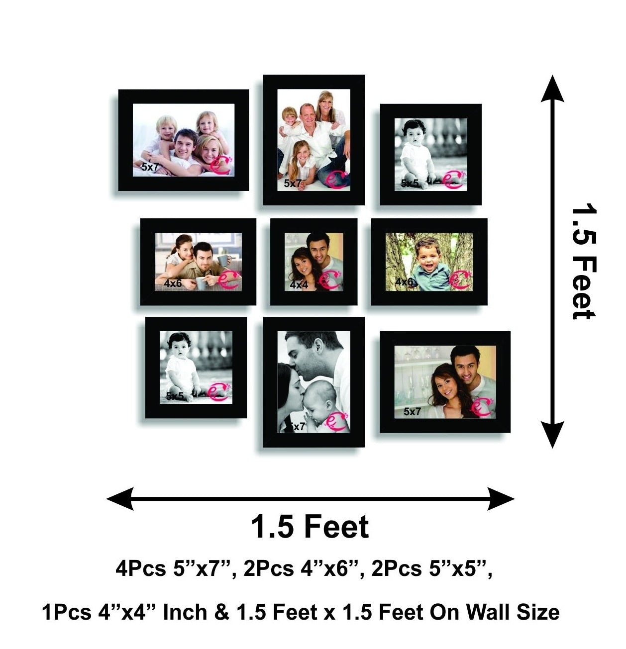 Memory Wall Collage Photo Frame Set of 9 individual photo frames Kafalo