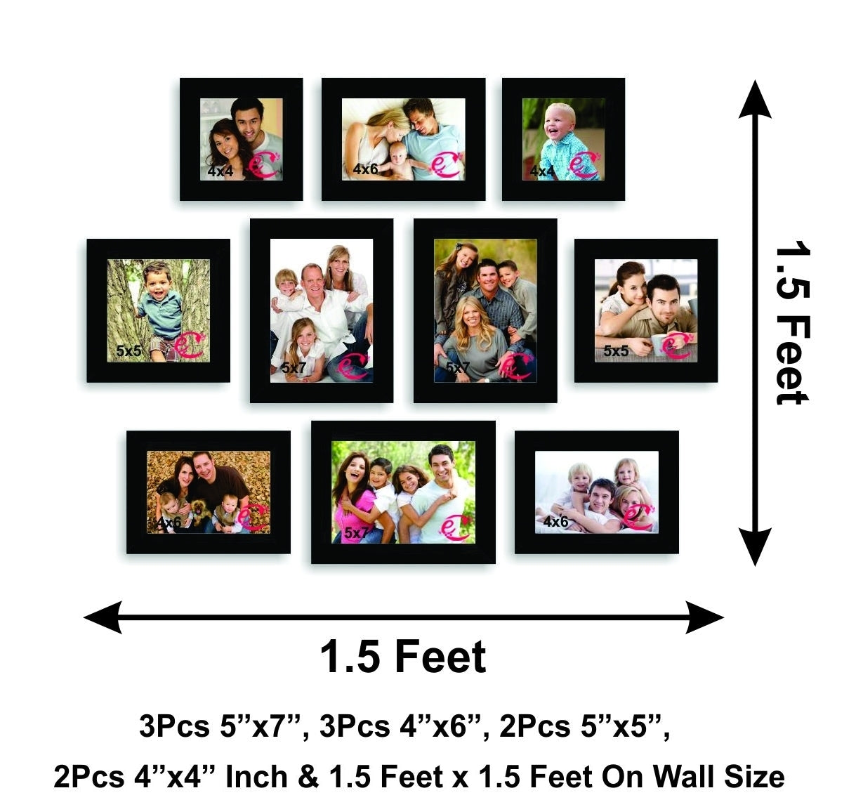 Memory Wall Collage Photo Frame Set of 10 individual photo frames Kafalo