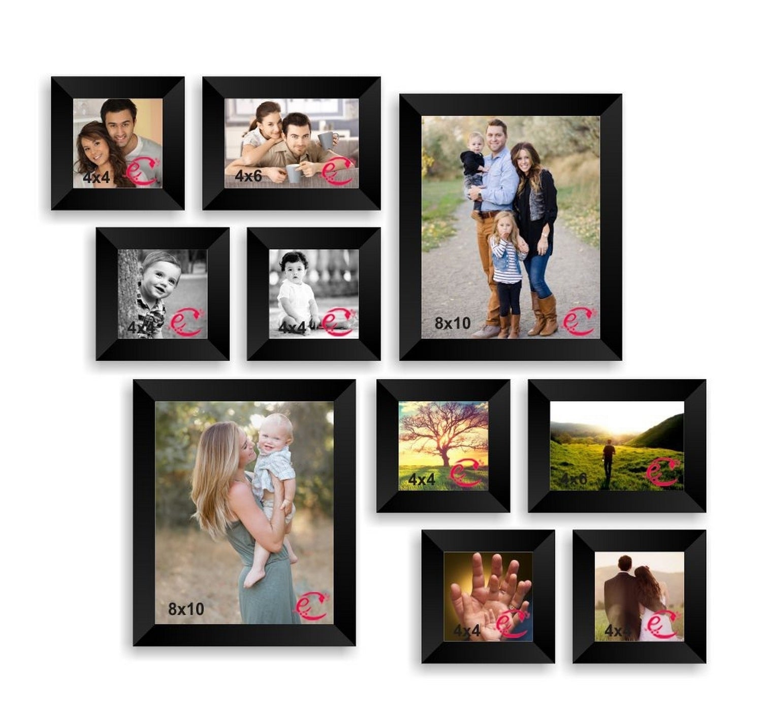 Memory Wall Collage Photo Frame Set of 10 individual photo frames Kafalo