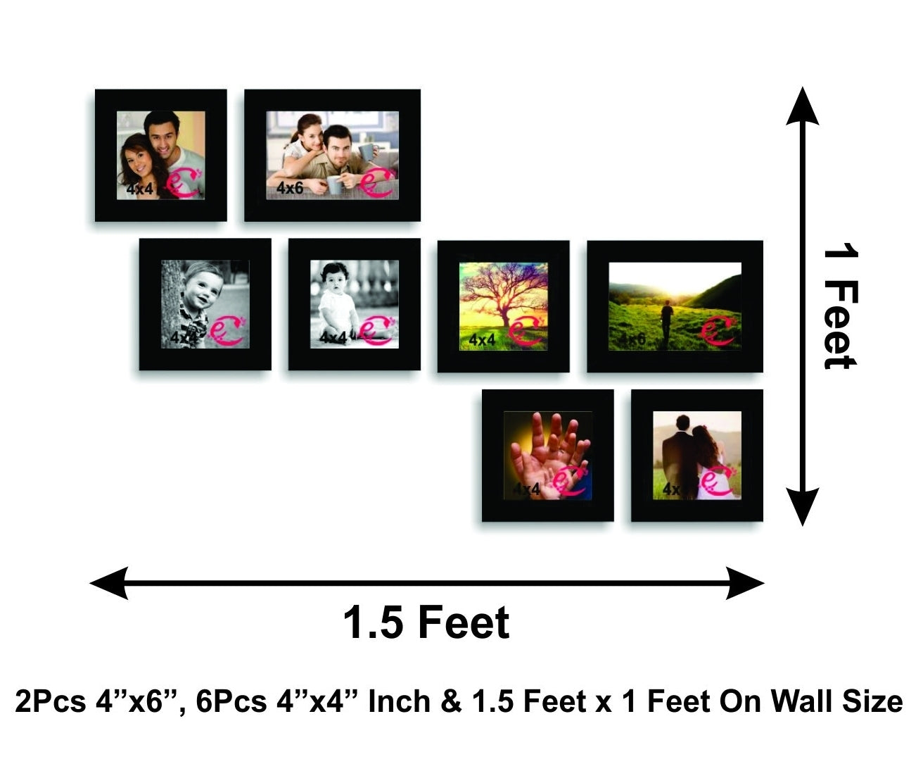 Memory Wall Collage Photo Frame Set of 8 individual photo frames Kafalo