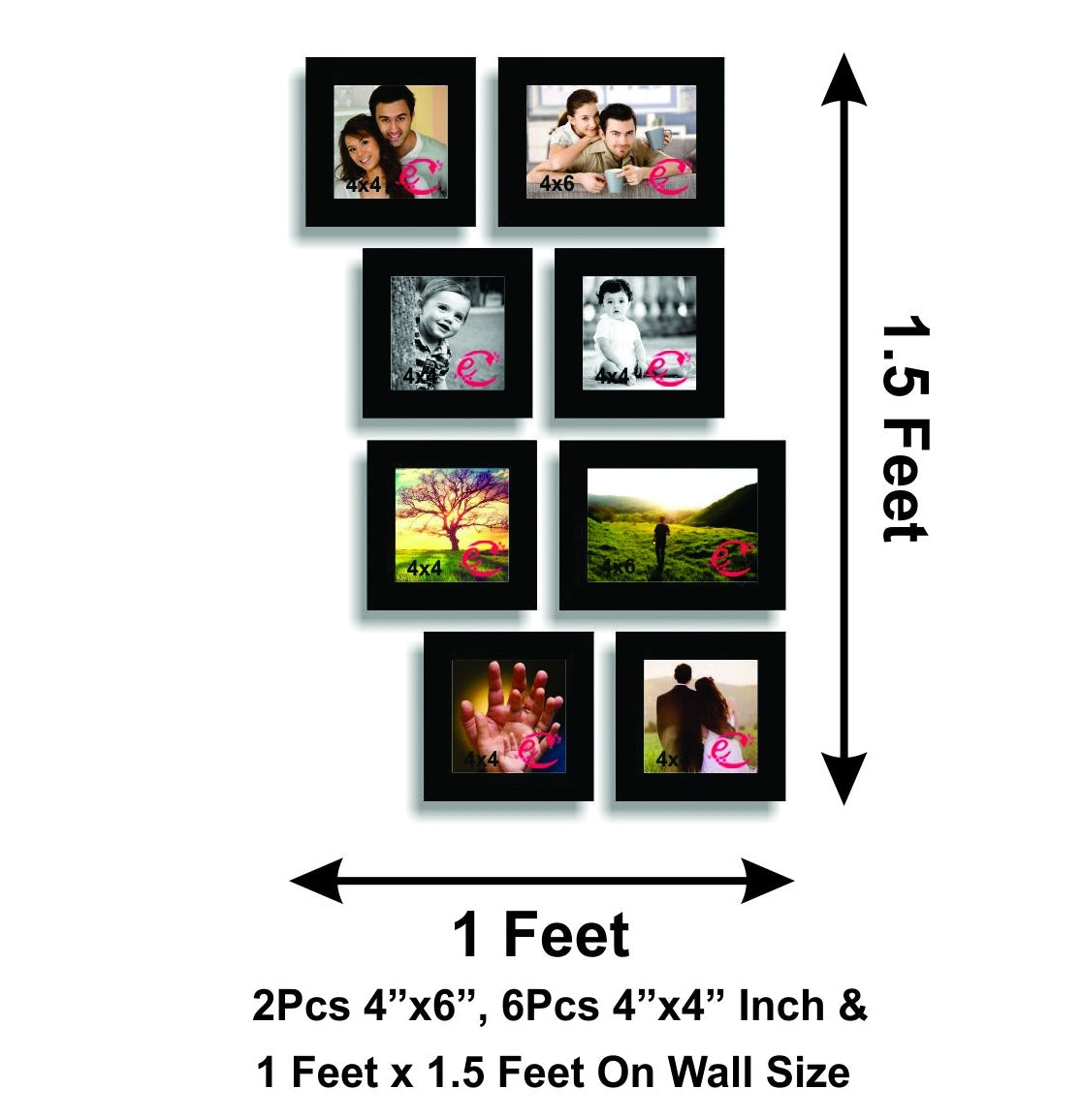 Memory Wall Collage Photo Frame Set of 8 individual photo frames Kafalo
