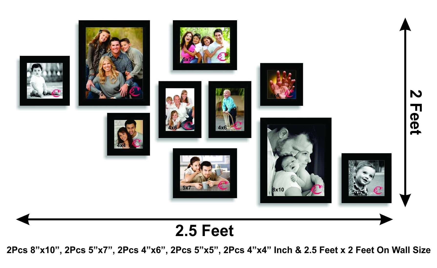Memory Wall Collage Photo Frame Set of 10 individual photo frames Kafalo