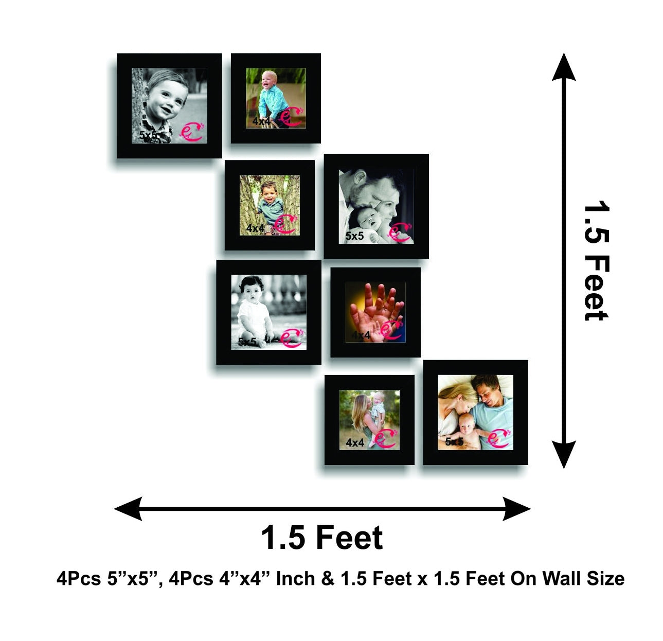 Memory Wall Collage Photo Frame Set of 8 individual photo frames Kafalo