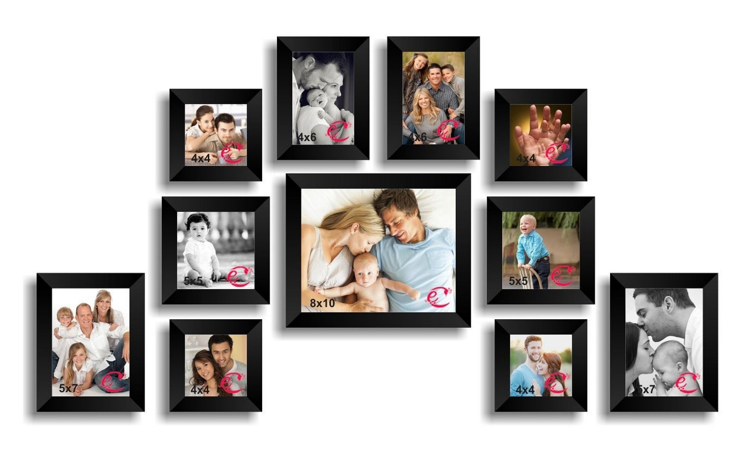 Memory Wall Collage Photo Frame Set of 11 individual photo frames Kafalo