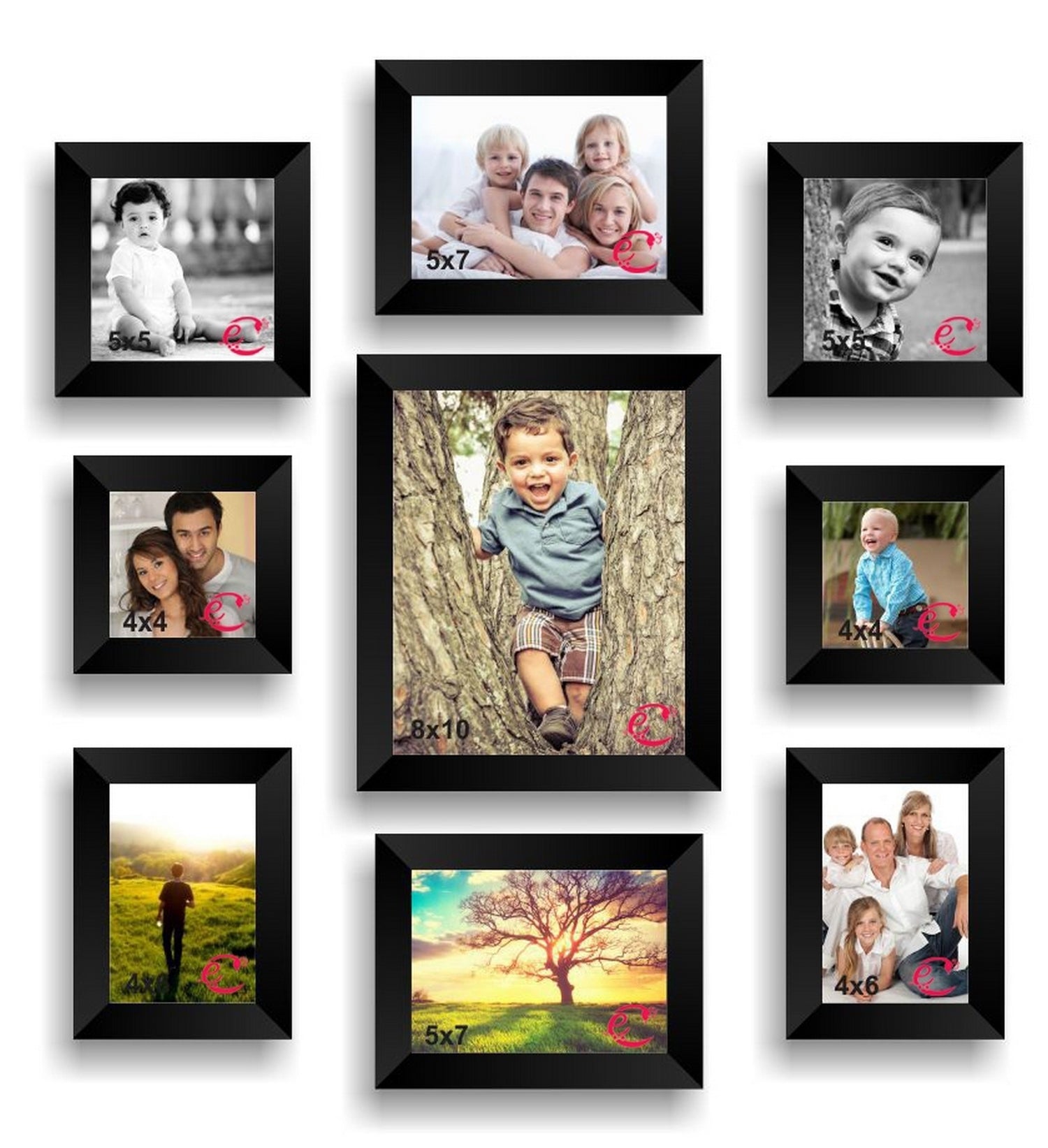 Memory Wall Collage Photo Frame Set of 9 individual photo frames Kafalo