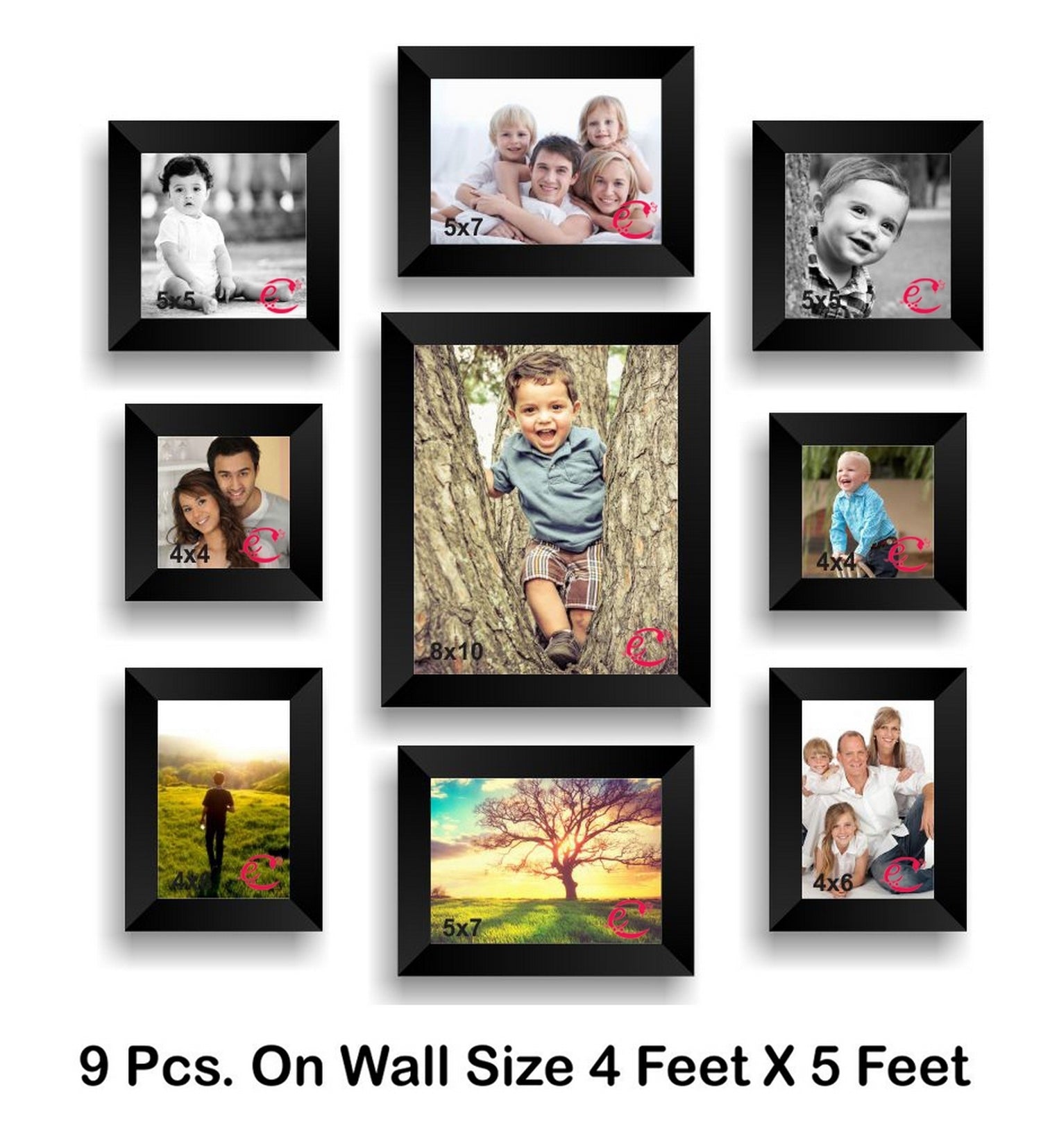 Memory Wall Collage Photo Frame Set of 9 individual photo frames Kafalo