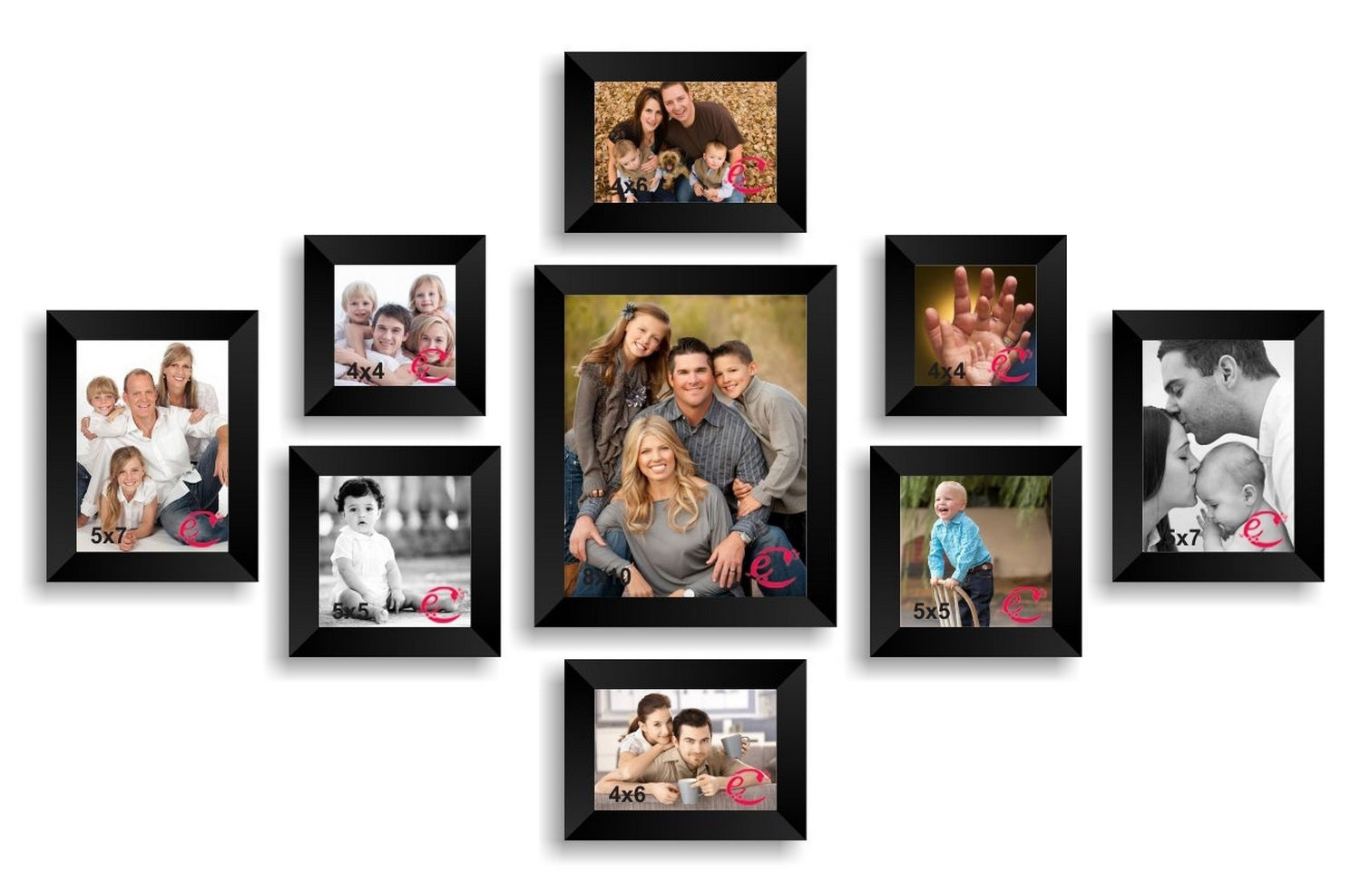 Memory Wall Collage Photo Frame Set of 9 individual photo frames Kafalo