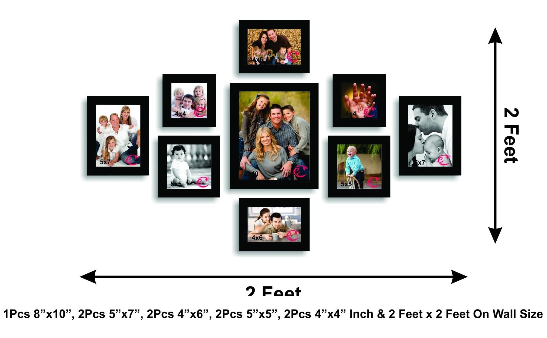 Memory Wall Collage Photo Frame Set of 9 individual photo frames Kafalo