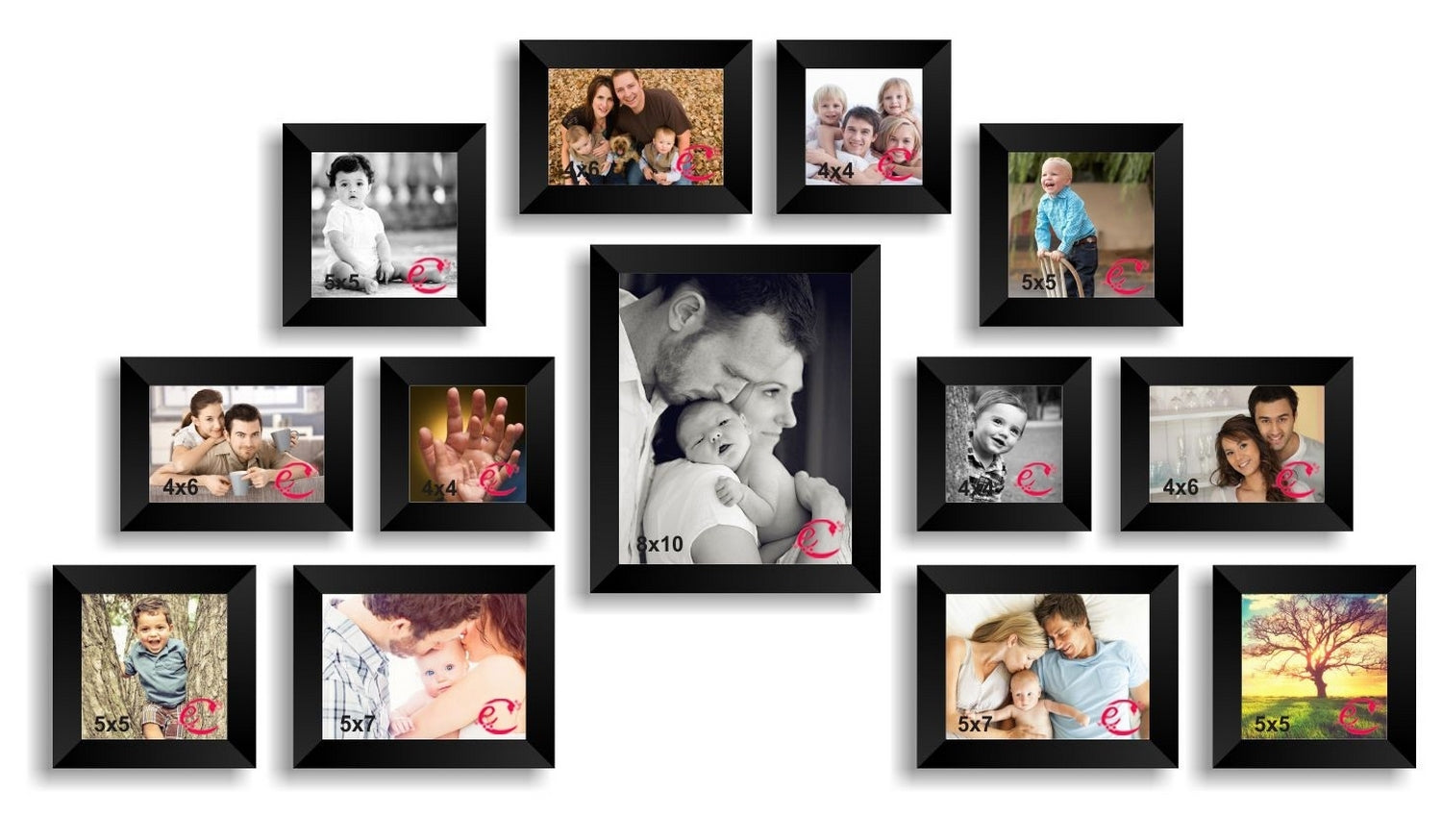 Memory Wall Collage Photo Frame Set of 13 individual photo frames Kafalo