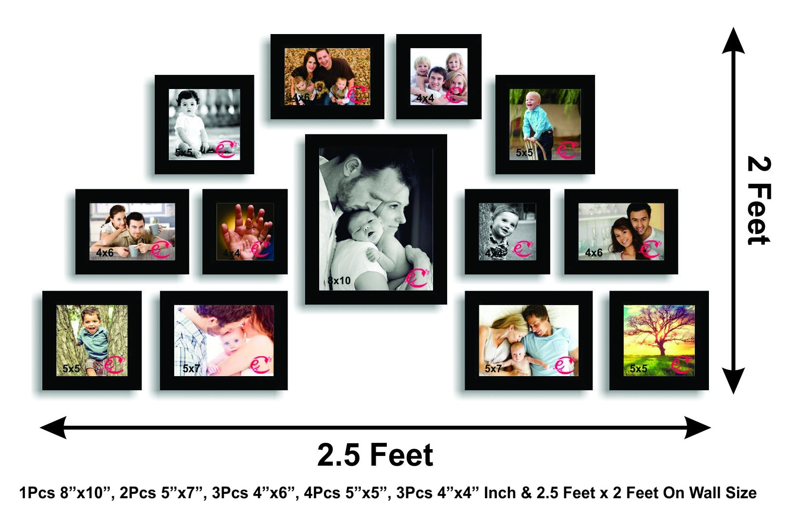 Memory Wall Collage Photo Frame Set of 13 individual photo frames Kafalo