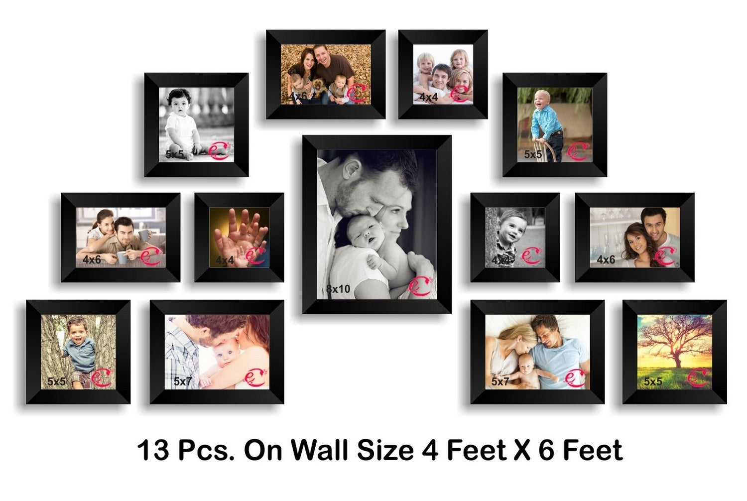 Memory Wall Collage Photo Frame Set of 13 individual photo frames Kafalo