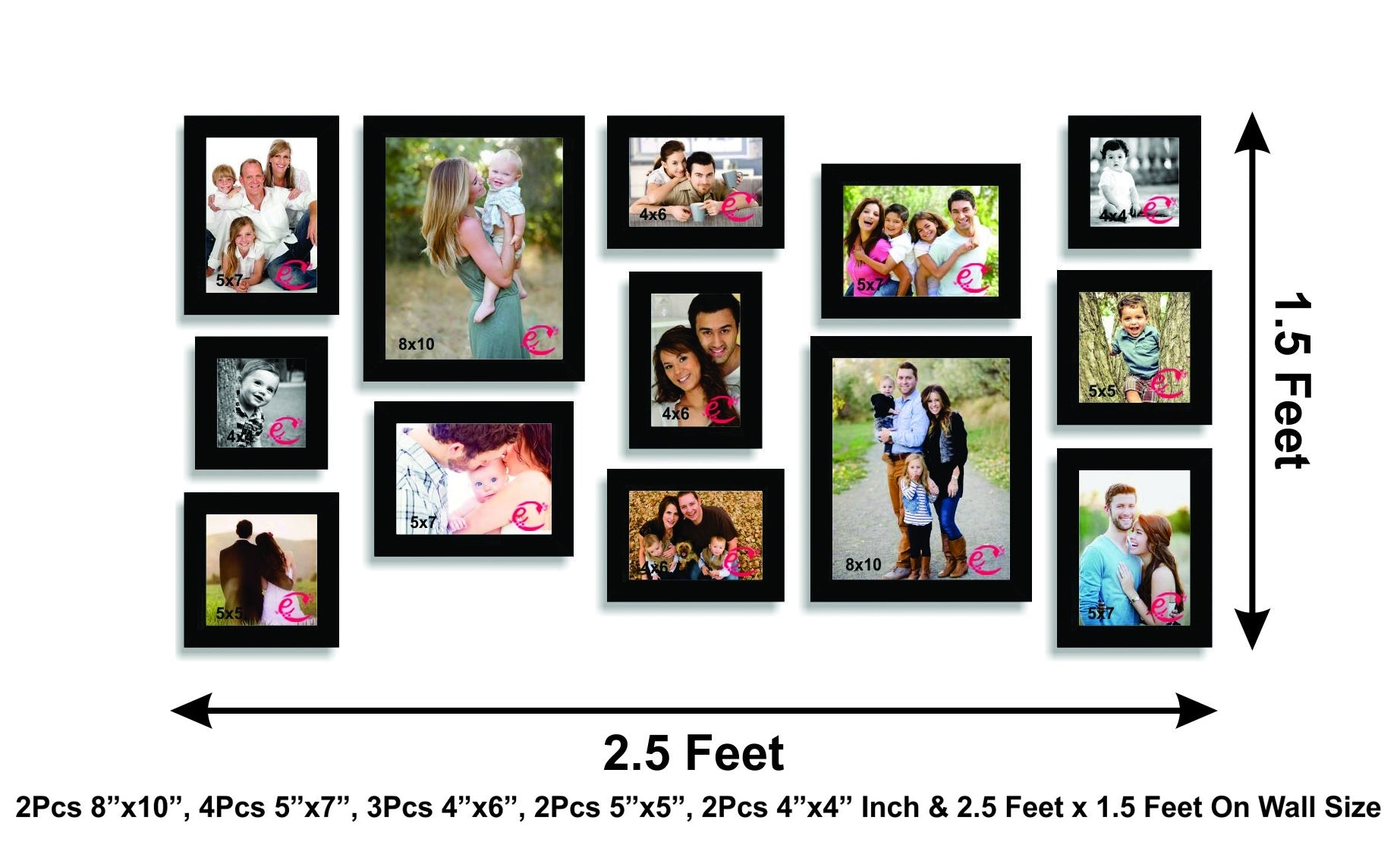 Memory Wall Collage Photo Frame Set of 13 individual photo frames Kafalo