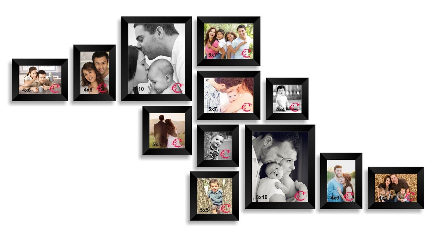 Memory Wall Collage Photo Frame Set of 12 individual photo frames Kafalo