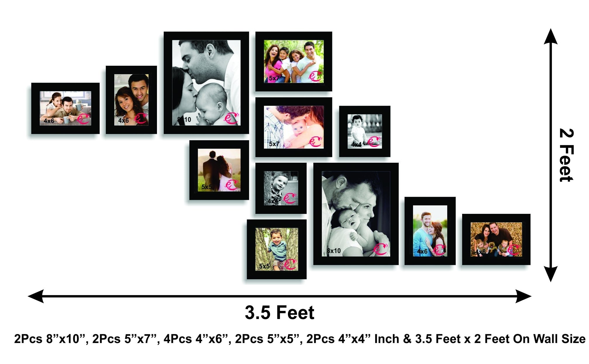 Memory Wall Collage Photo Frame Set of 12 individual photo frames Kafalo