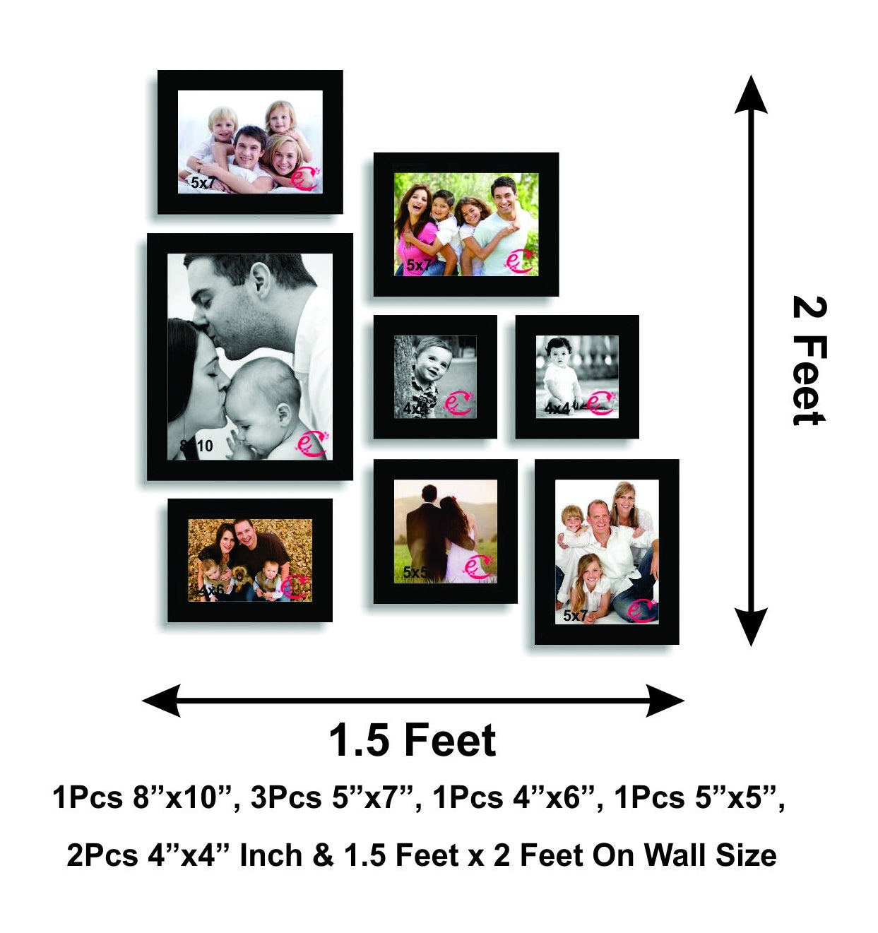Memory Wall Collage Photo Frame Set of 8 individual photo frames Kafalo